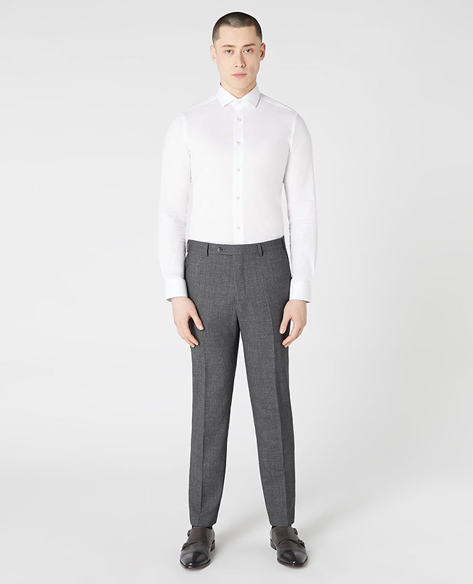 Man wearing a grey Tapered Leg Suit Trouser