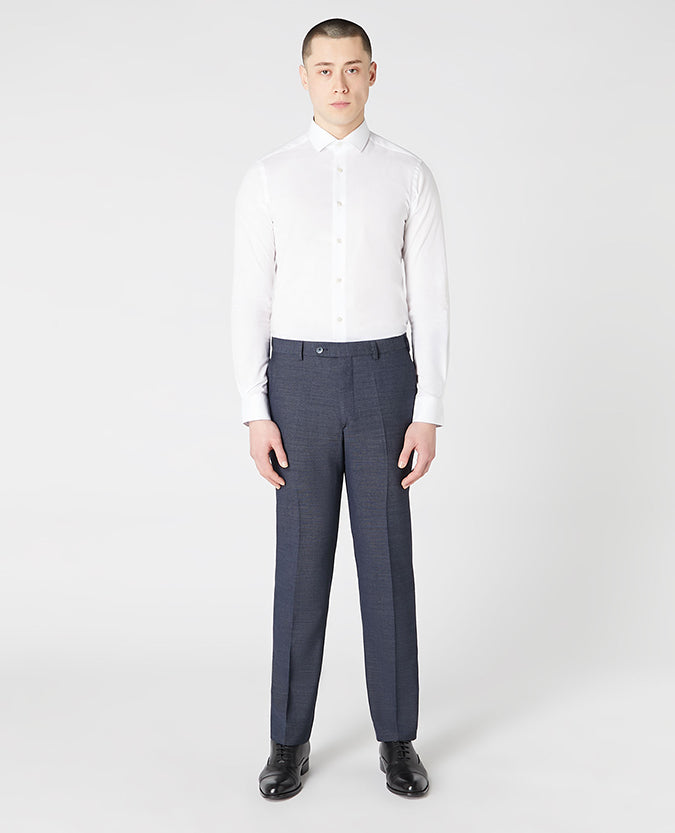Man wearing a blue Tapered Leg Suit Trouser