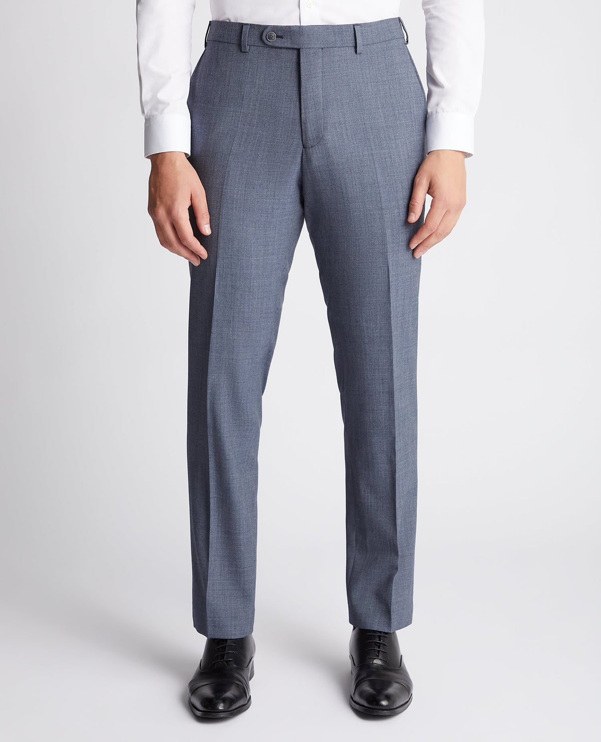 Man wearing a blue Tapered fit wool blend mix and match suit trouser