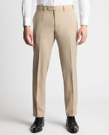Man wearing a sand Tapered fit wool-stretch mix and match suit trouser
