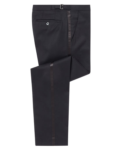 Man wearing a black Slim Fit Satin Stripe Suit Trouser