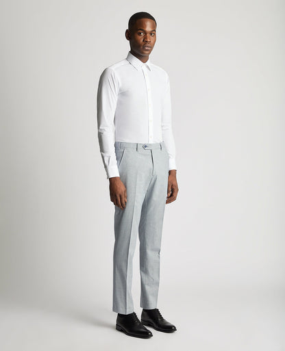 Man wearing a blue Slim Leg Stretch Formal Trousers