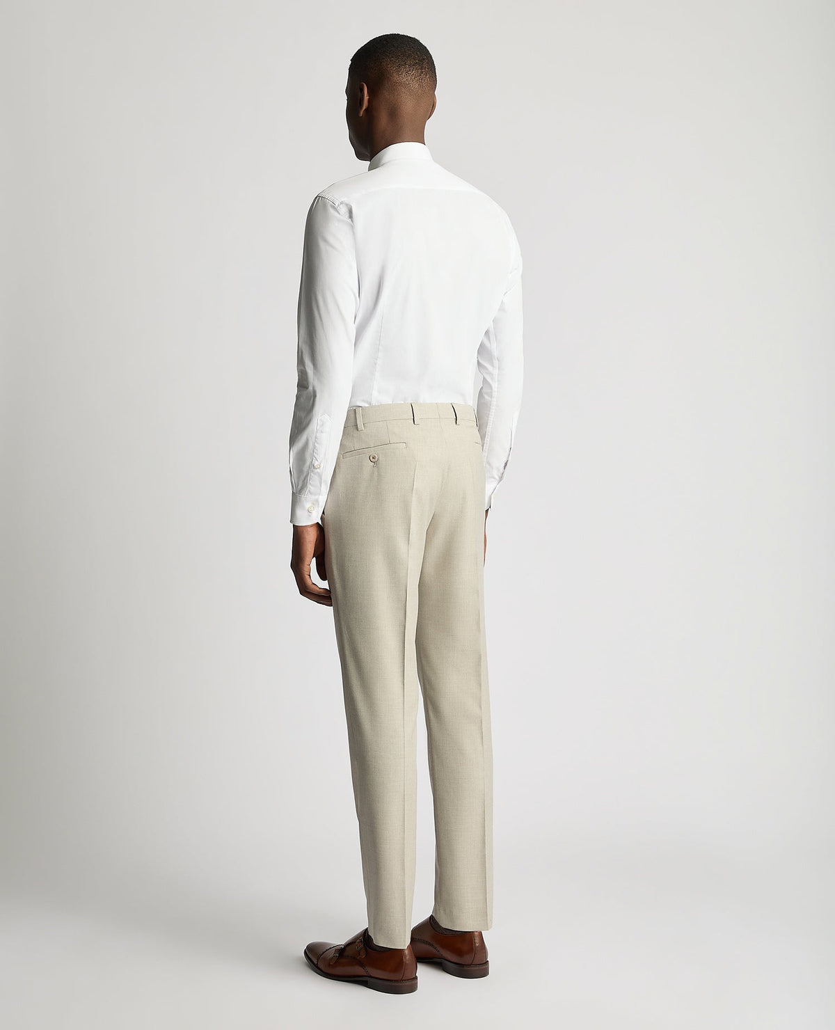 Man wearing a sand Stretch Formal Trousers