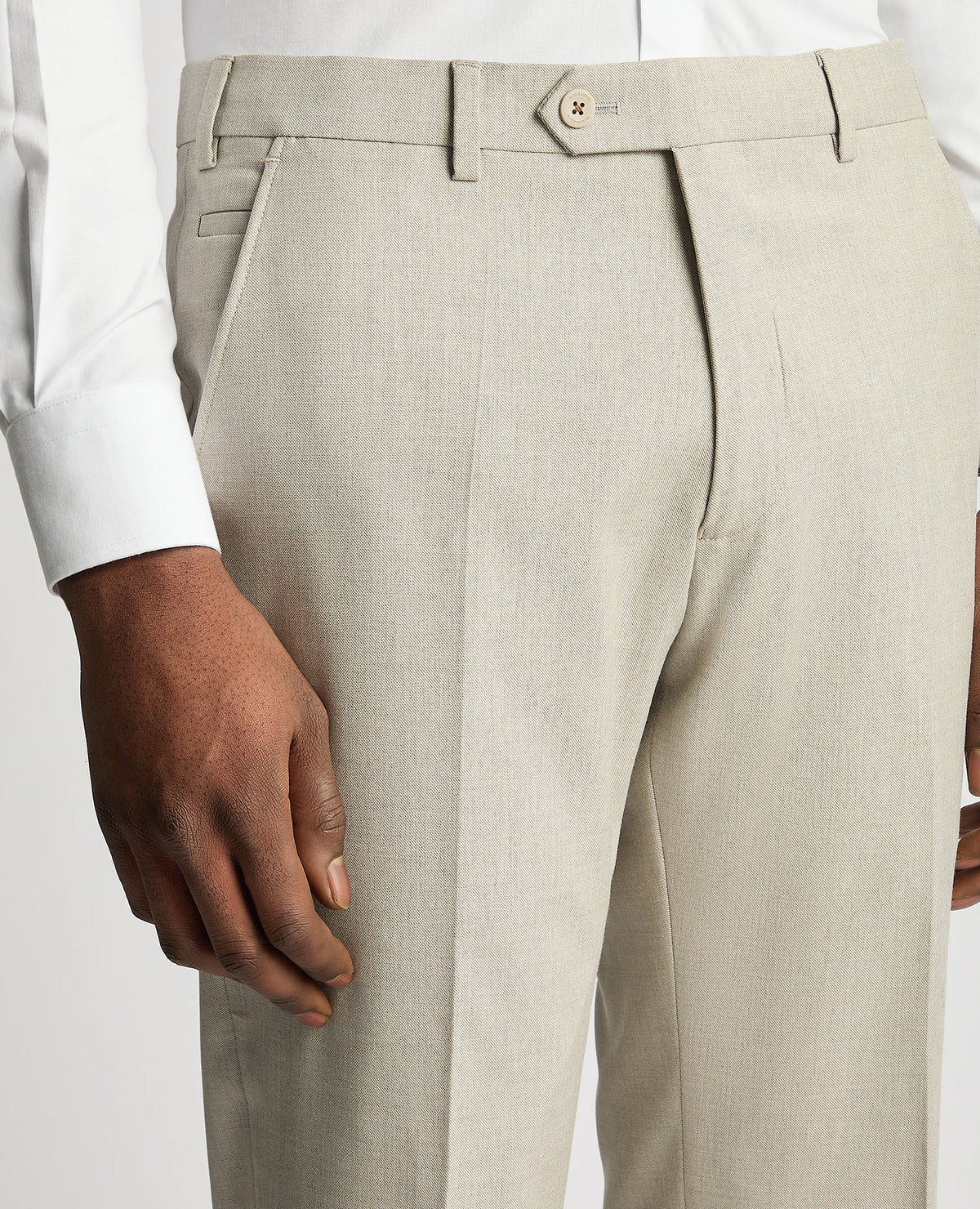 Man wearing a sand Stretch Formal Trousers
