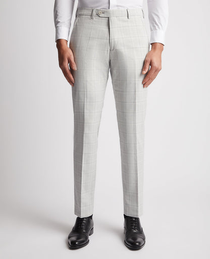 Man wearing a grey Checked Stretch Formal Trousers