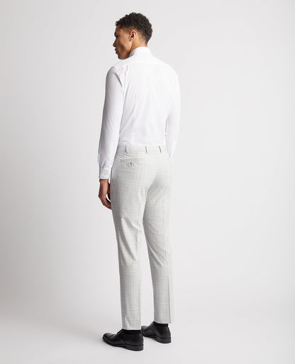 Man wearing a grey Checked Stretch Formal Trousers