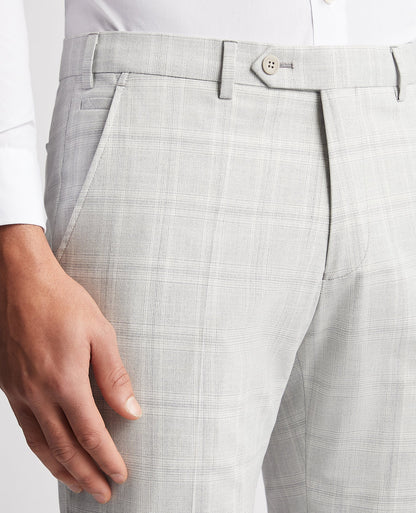 Man wearing a grey Checked Stretch Formal Trousers