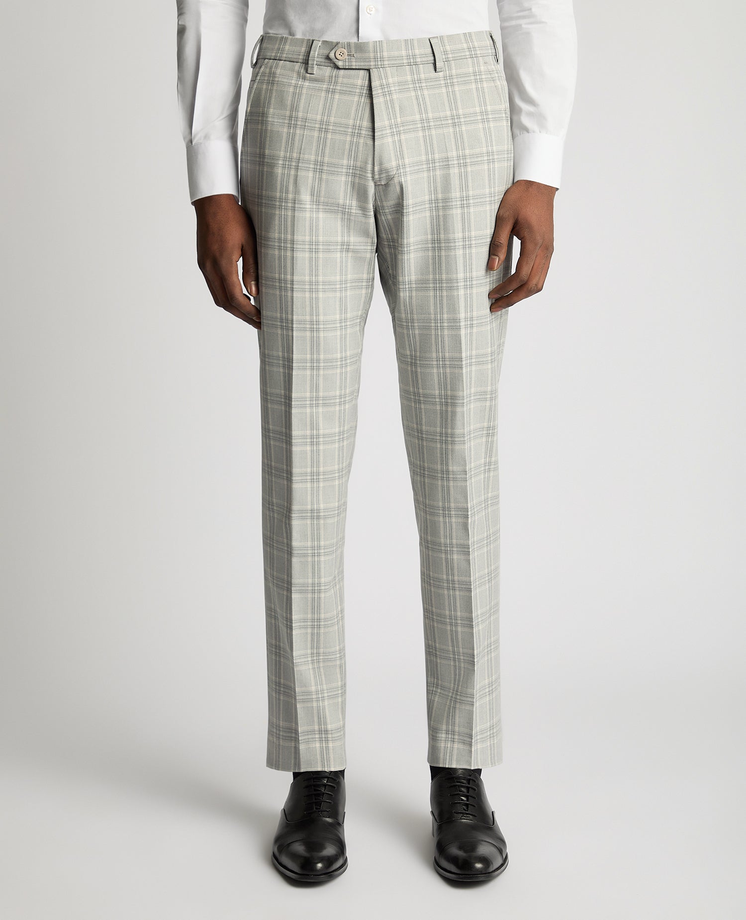Checked stretch formal trousers