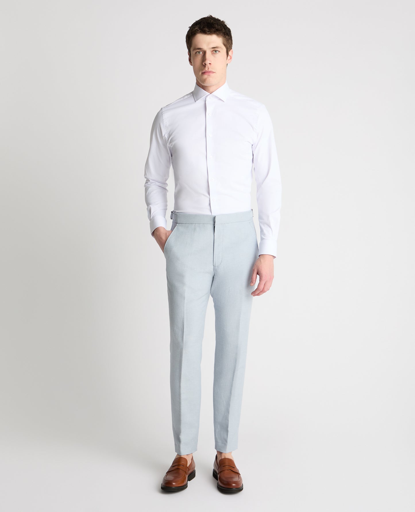 Slim Fit Linen Blend Suit Trousers