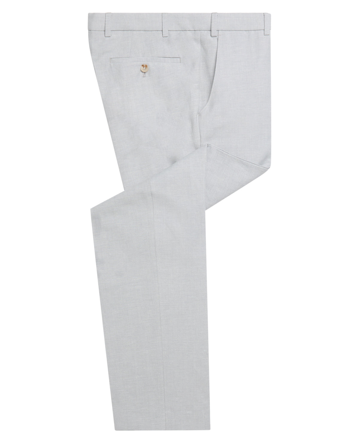 Man wearing a blue Tapered Fit Linen-Blend Formal Trousers