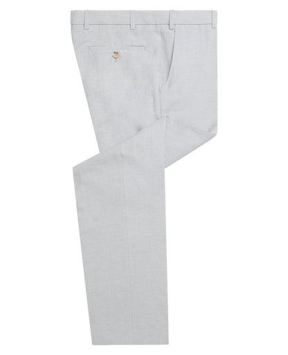 Man wearing a blue Tapered Fit Linen-Blend Formal Trousers