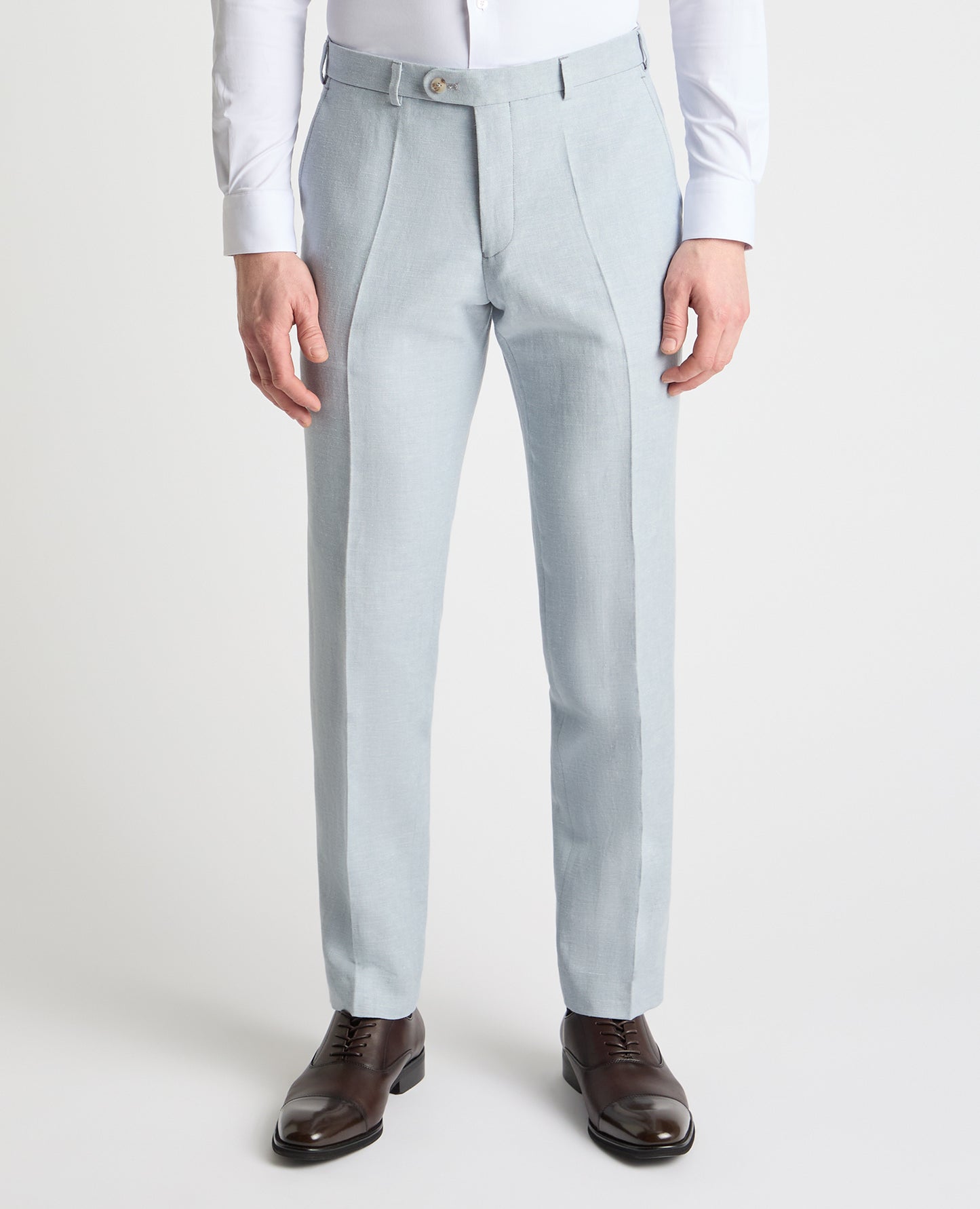 Tapered Fit Linen-Blend Suit Trousers