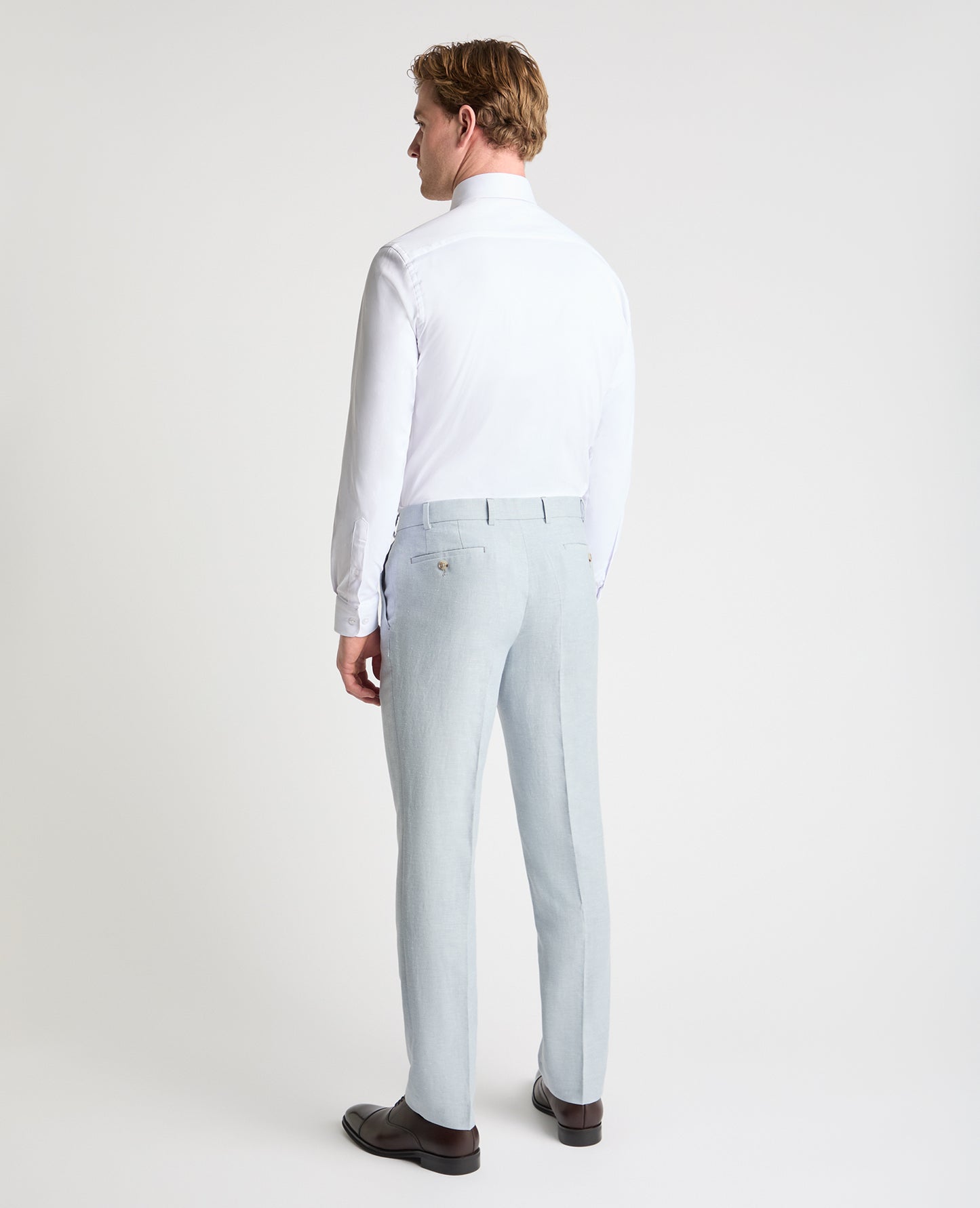 Tapered Fit Linen-Blend Suit Trousers