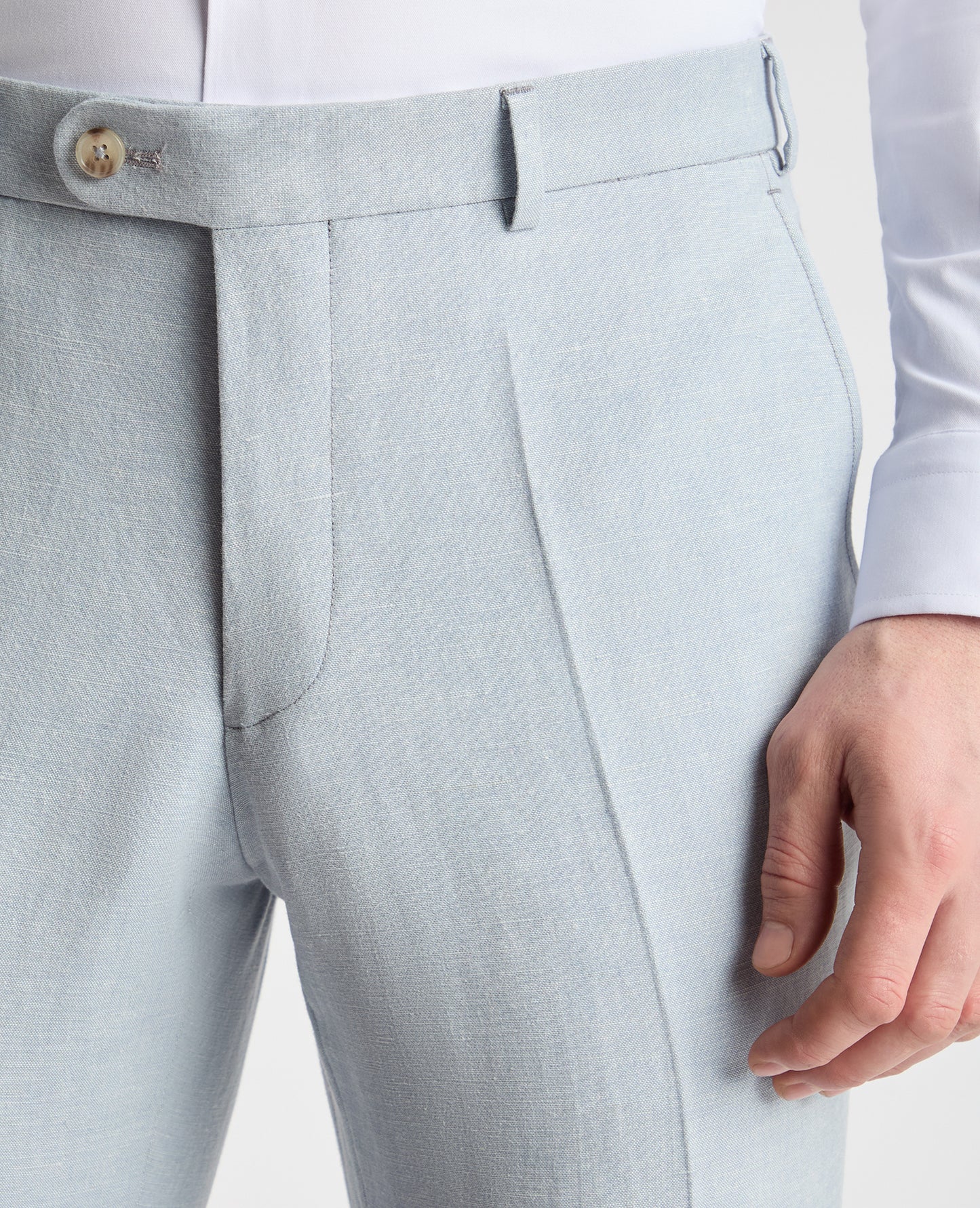 Tapered Fit Linen-Blend Suit Trousers