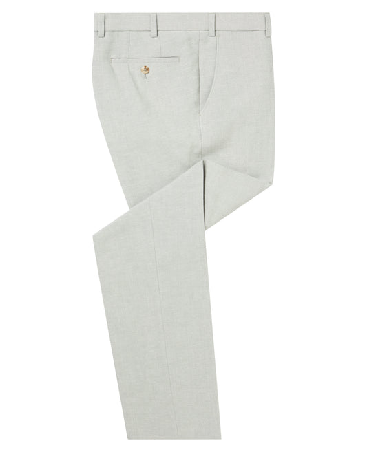 Man wearing a green Tapered fit linen-blend formal trousers