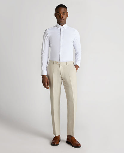 Tapered Fit Linen-Blend Formal Trousers