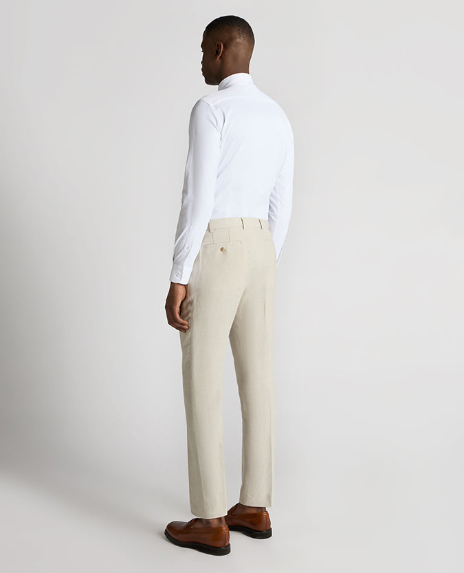 Tapered Fit Linen-Blend Formal Trousers