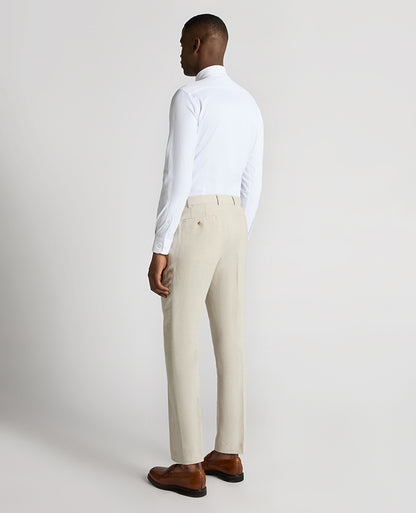 Tapered Fit Linen-Blend Formal Trousers