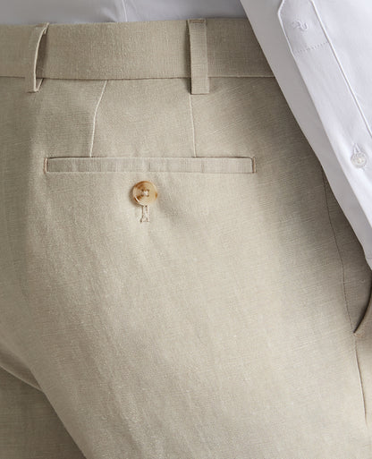 Tapered Fit Linen-Blend Formal Trousers