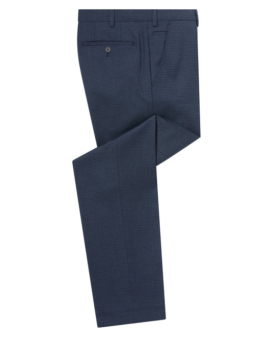 Man wearing a blue Slim Leg Checked Stretch Formal Trousers
