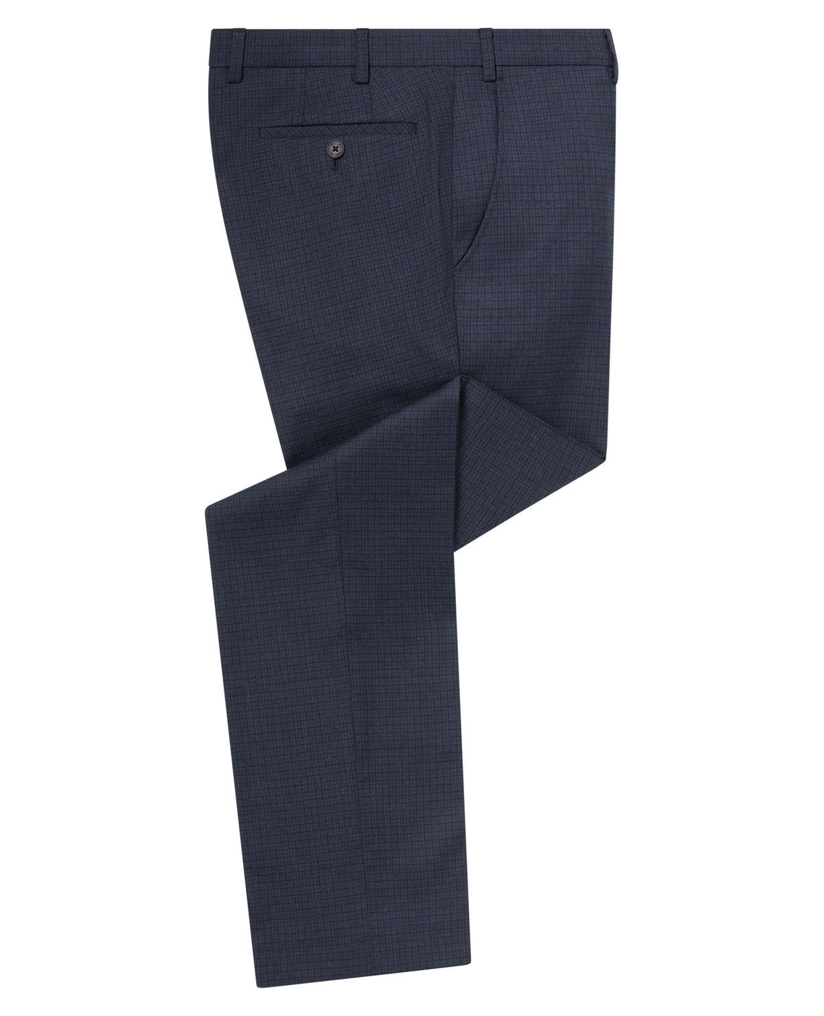 Man wearing a blue Slim Leg Checked Stretch Formal Trousers