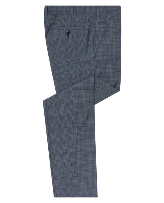 Man wearing a blue Slim Leg Checked Stretch Formal Trousers