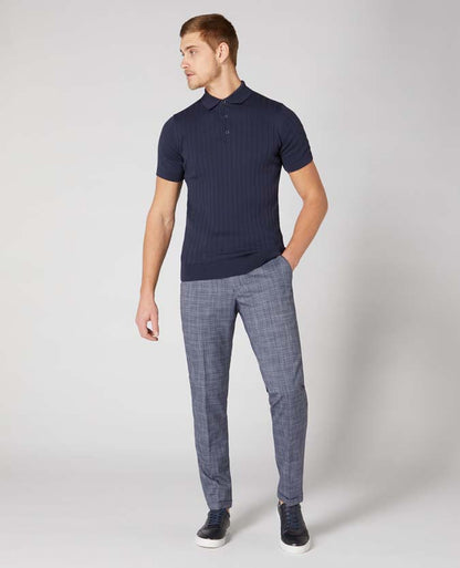 Man wearing a blue X-Slim Leg Checked Stretch Trouser