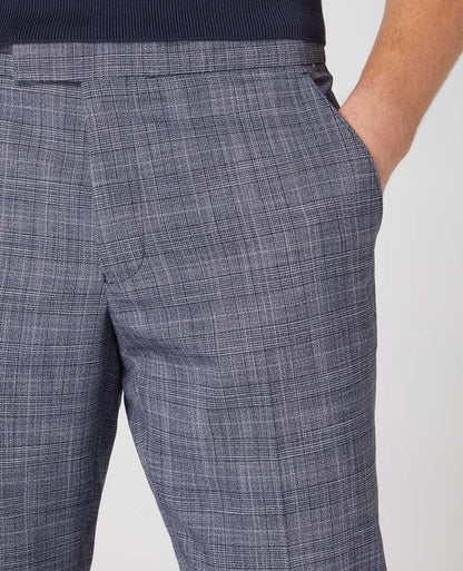 Man wearing a blue X-Slim Leg Checked Stretch Trouser