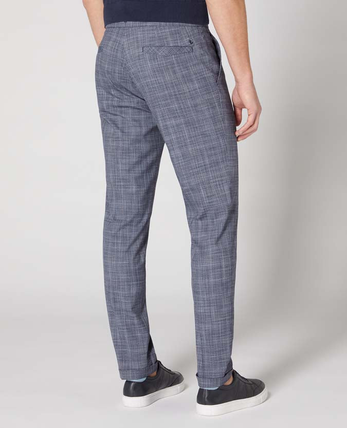 Man wearing a blue X-Slim Leg Checked Stretch Trouser
