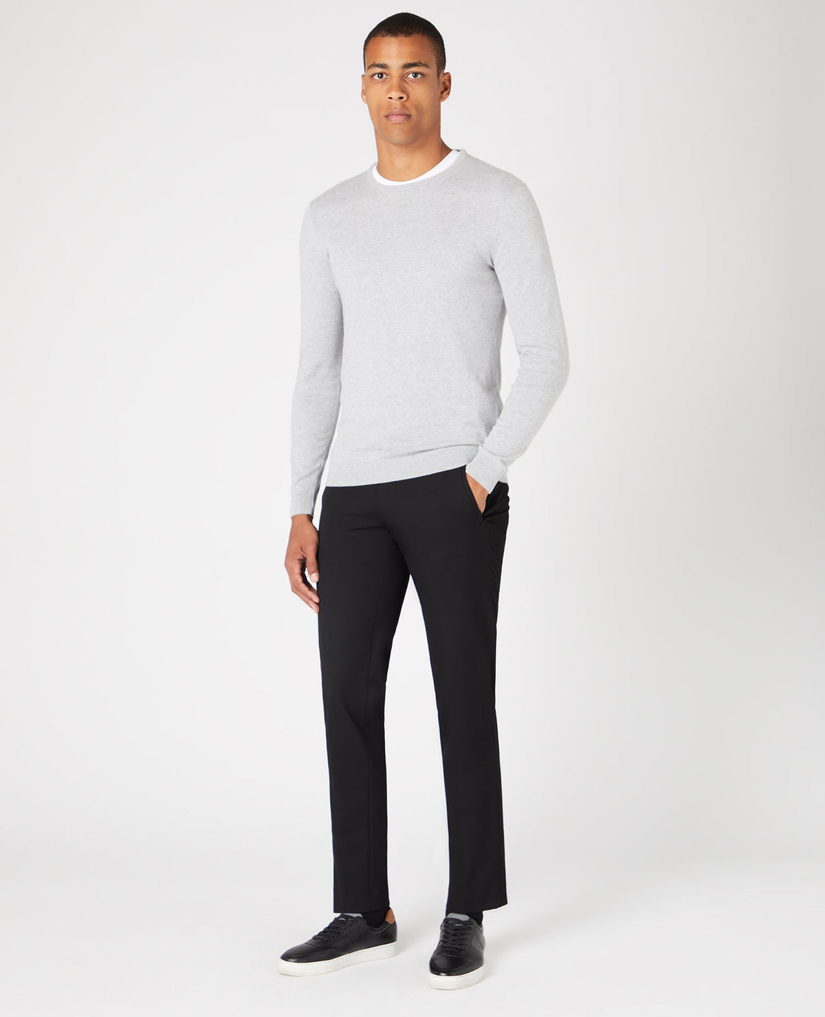 Man wearing a black Slim Leg Stretch Trouser