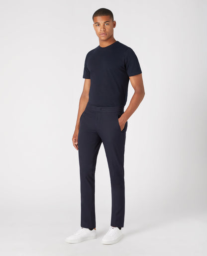 Man wearing a navy Slim Leg Stretch Trouser