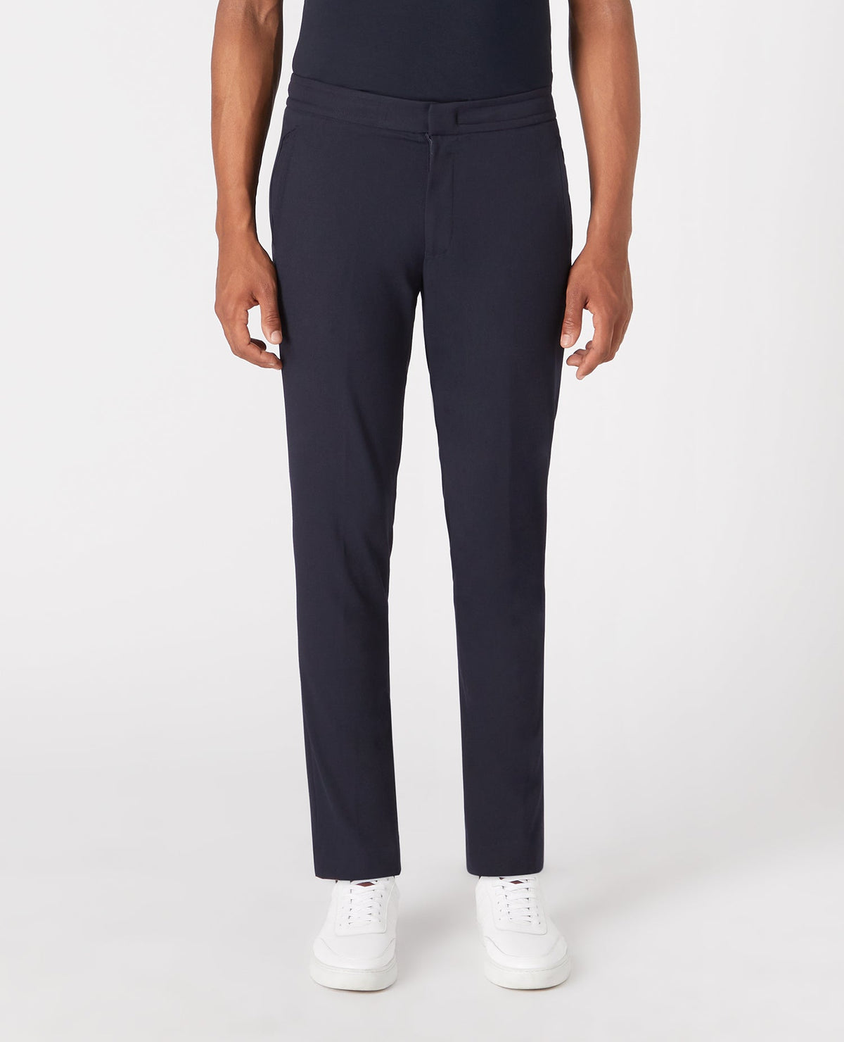 Man wearing a navy Slim Leg Stretch Trouser