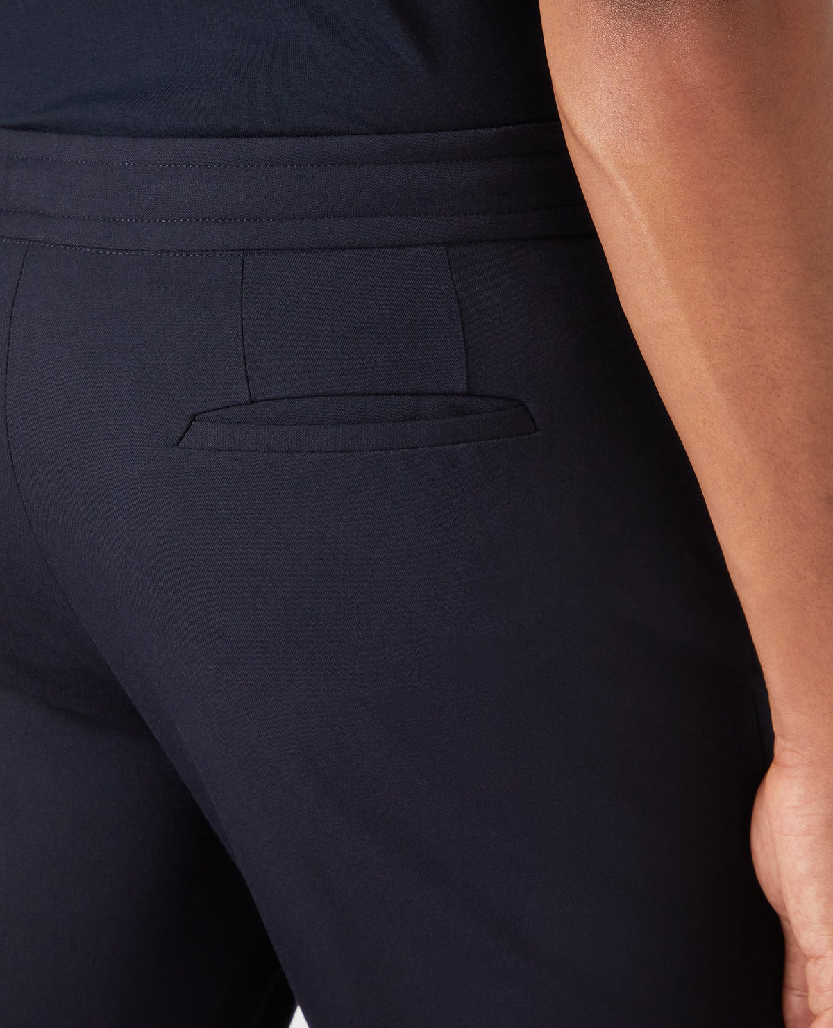 Man wearing a navy Slim Leg Stretch Trouser