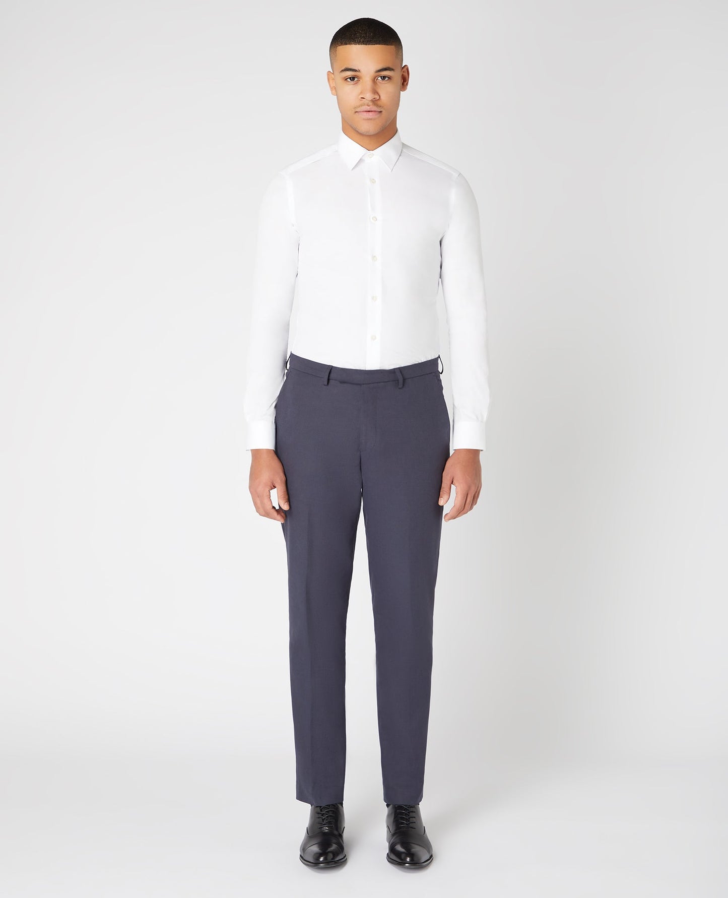 Slim Leg Cotton-Linen Trousers