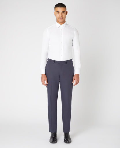 Slim Leg Cotton-Linen Trousers