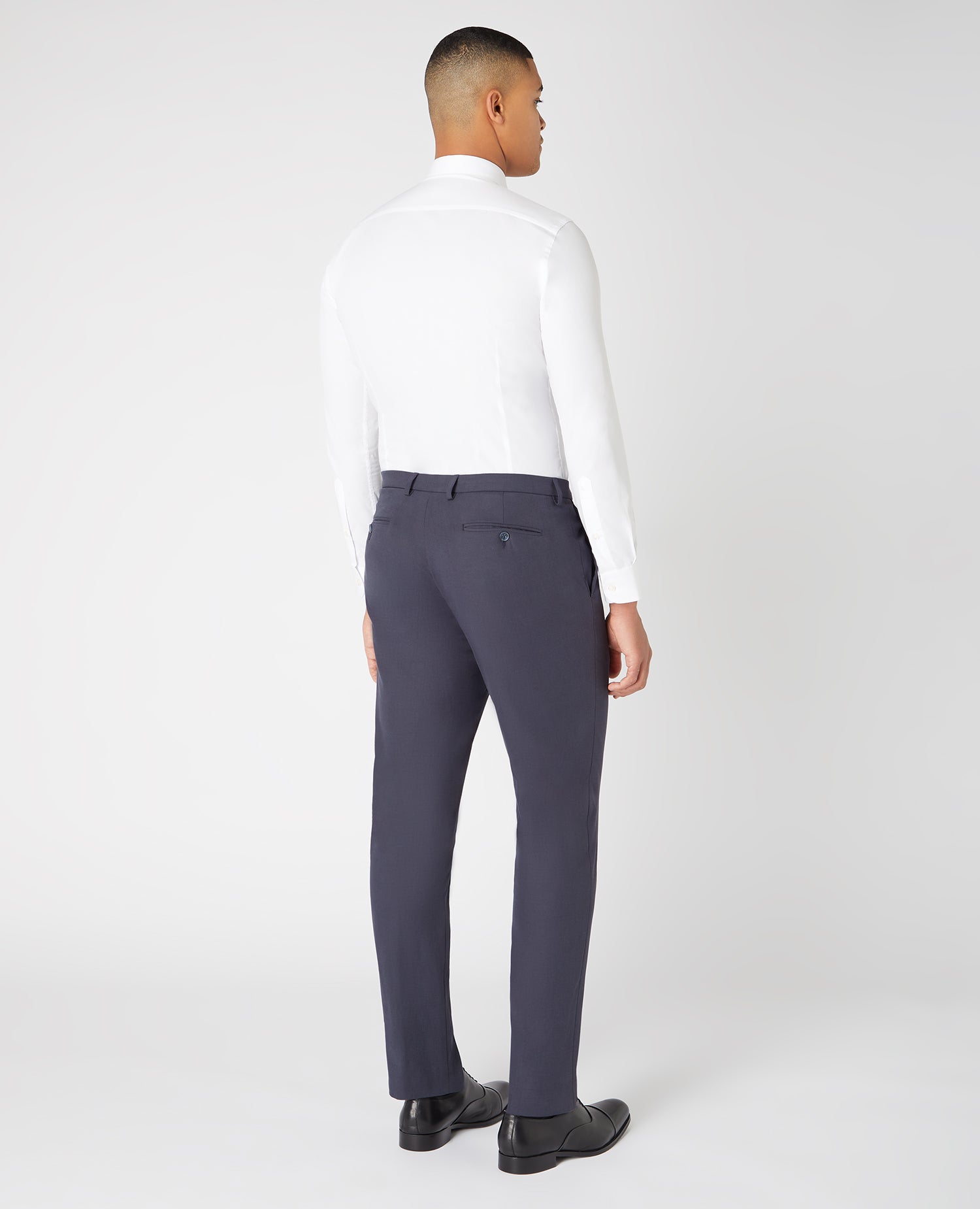 Slim Leg Cotton-Linen Trousers