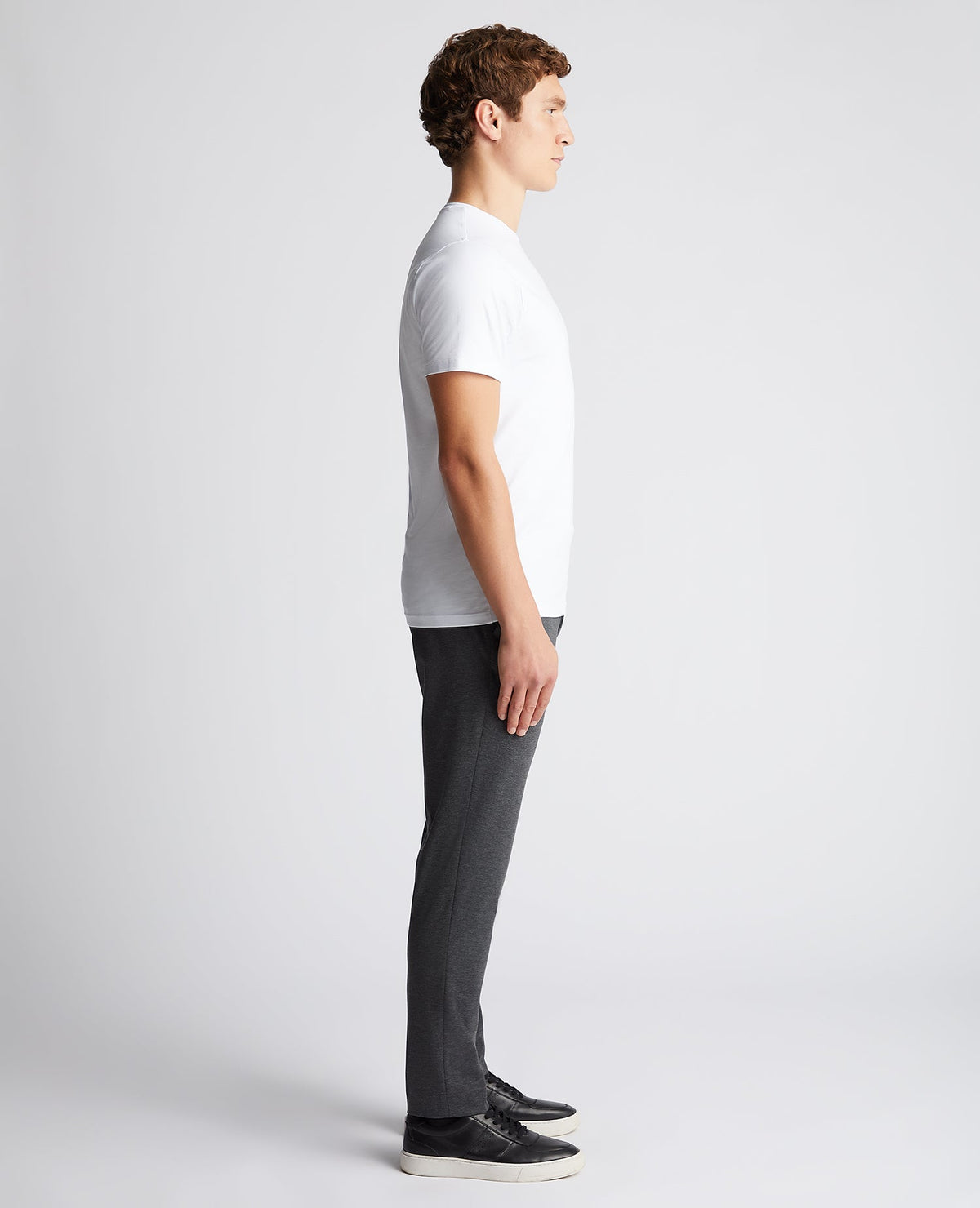 Man wearing a grey Slim Leg Stretch Formal Trousers