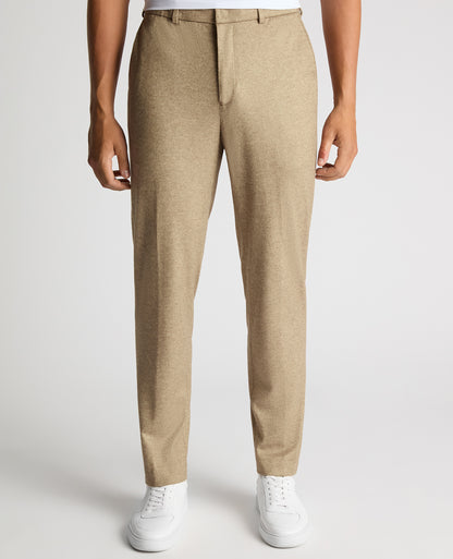 Man wearing a sand Slim Leg Wool Blend Trousers
