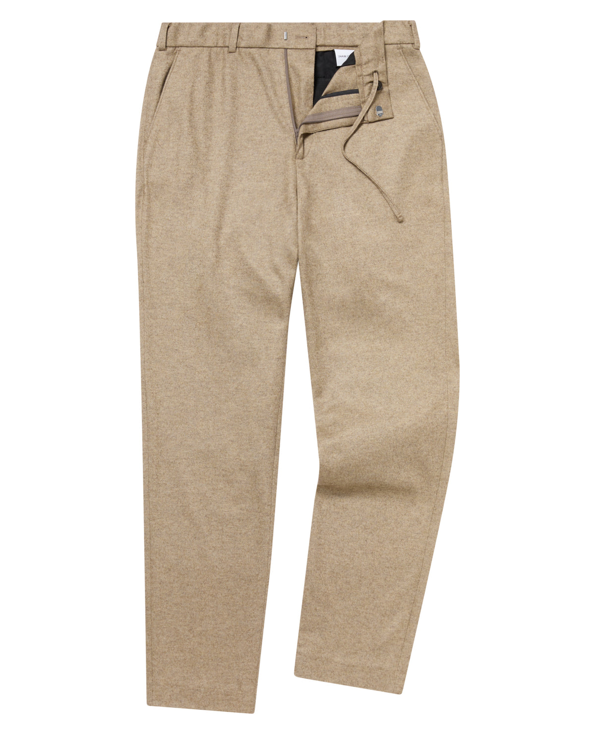 Man wearing a sand Slim Leg Wool Blend Trousers