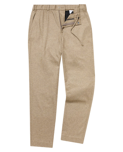 Man wearing a sand Slim Leg Wool Blend Trousers