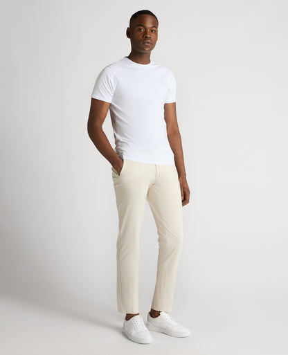 Man wearing a sand Slim Leg Stretch Trousers