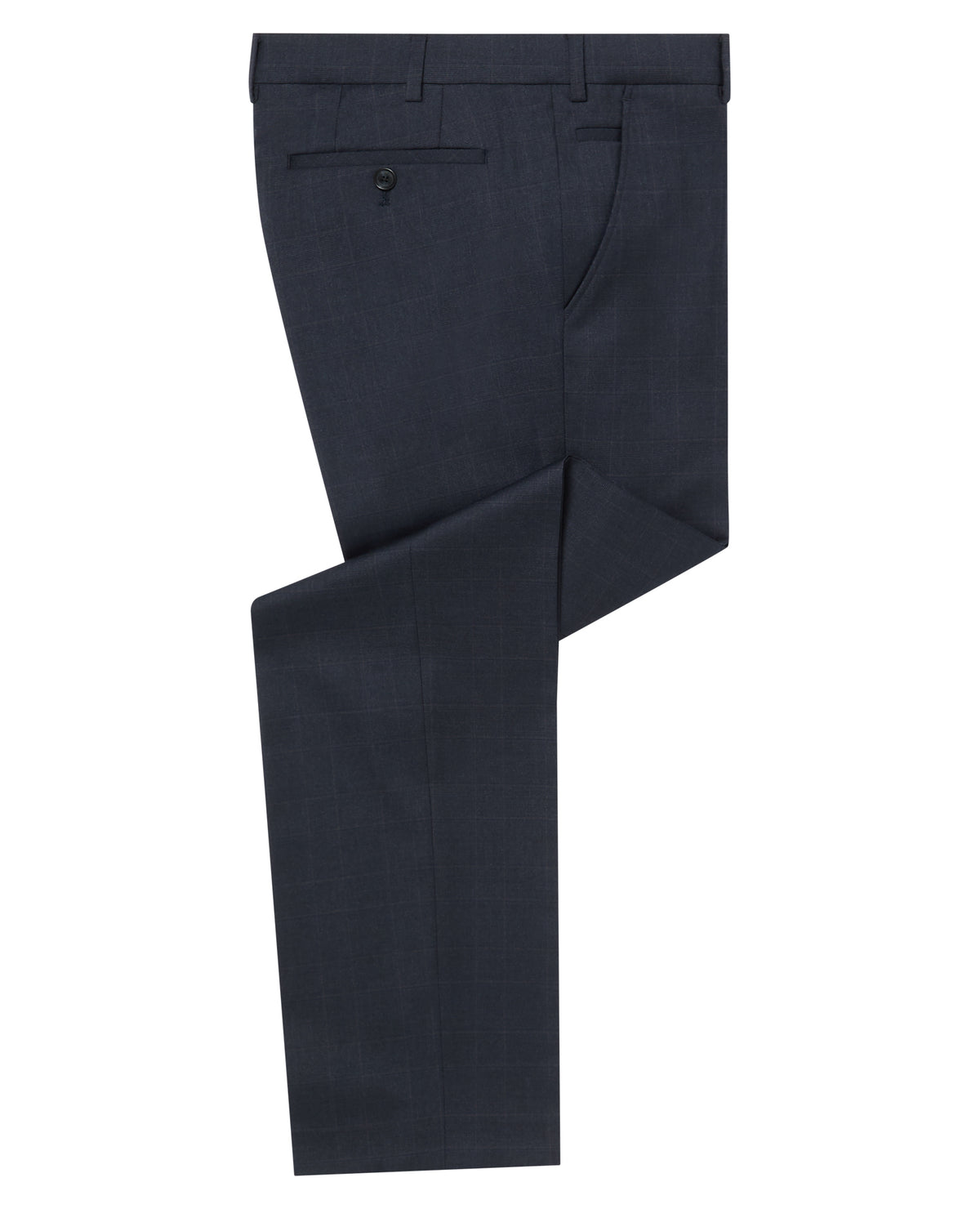 Man wearing a navy Monza Stretch Formal Trousers