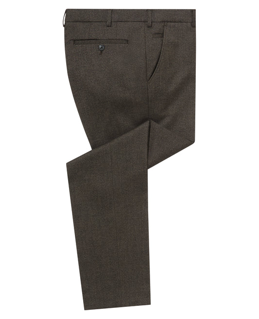 Man wearing a brown Slim leg polyviscose stretch mix and match suit trouser