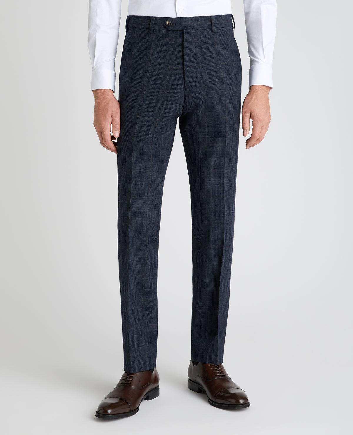 Slim leg checked polyviscose stretch formal trousers