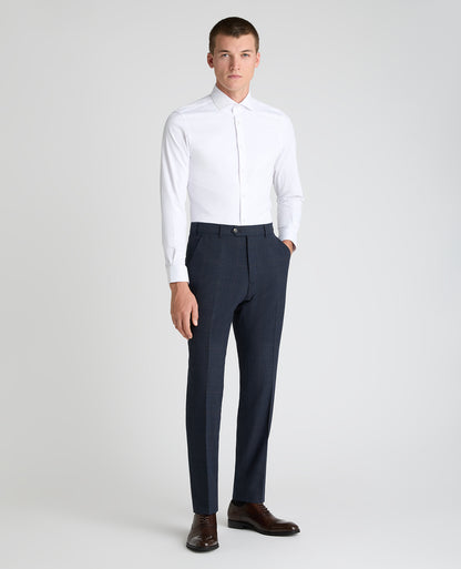 Slim leg checked polyviscose stretch formal trousers