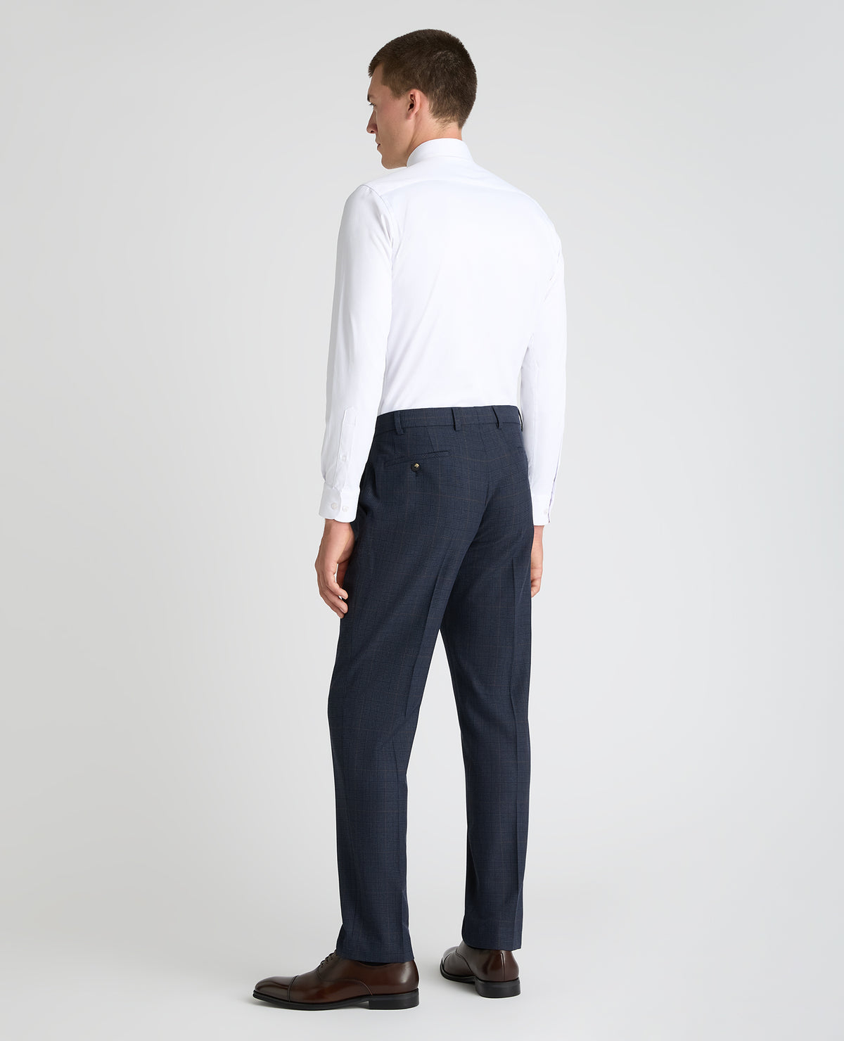 Slim leg checked polyviscose stretch formal trousers