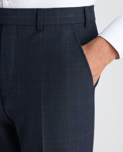 Slim leg checked polyviscose stretch formal trousers