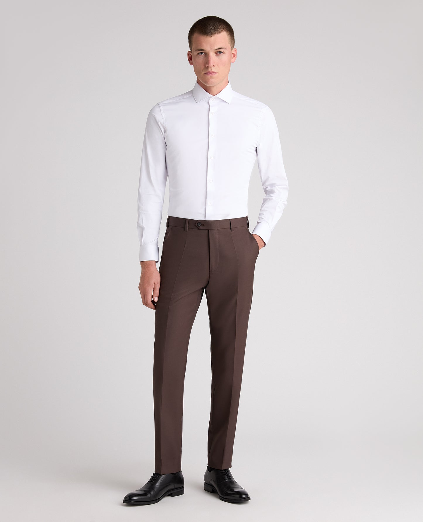 Brown Slim Fit Wool Rich Suit