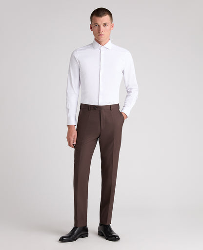 Brown Slim Fit Wool Rich Suit