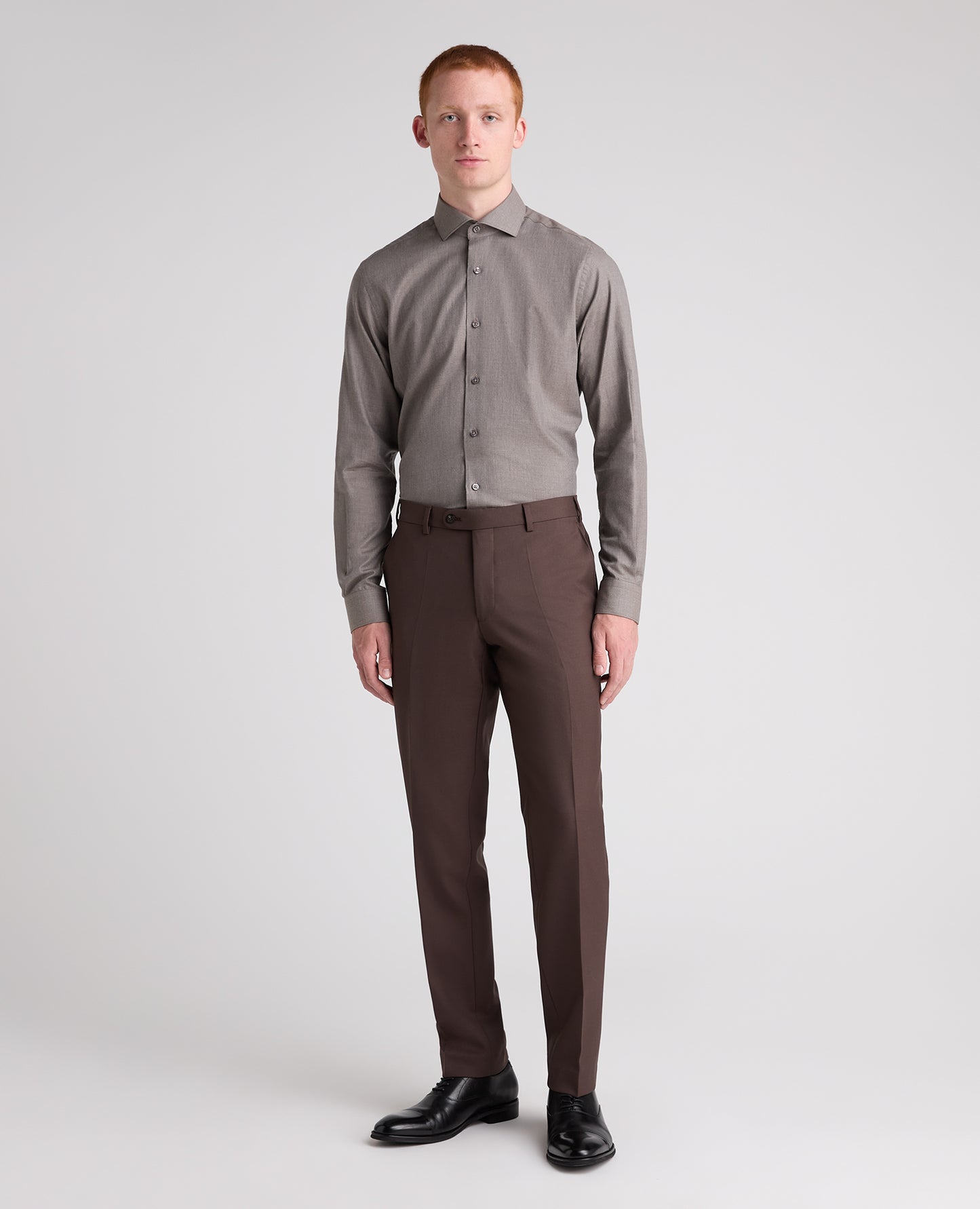 Brown Tapered Fit Wool Rich Suit